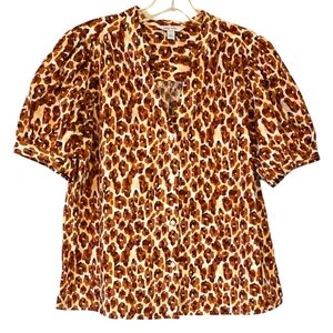 Nine West Puff Sleeve Button Down Shirt Wonen's Size L